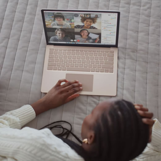 A girl in a video call
